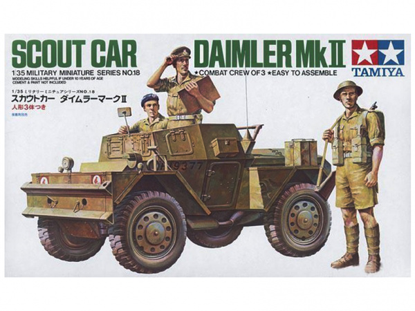 35018 Tamiya Английский разведывательный бронеавтомобиль Daimler MK.II с 3 фигурами (1:35)