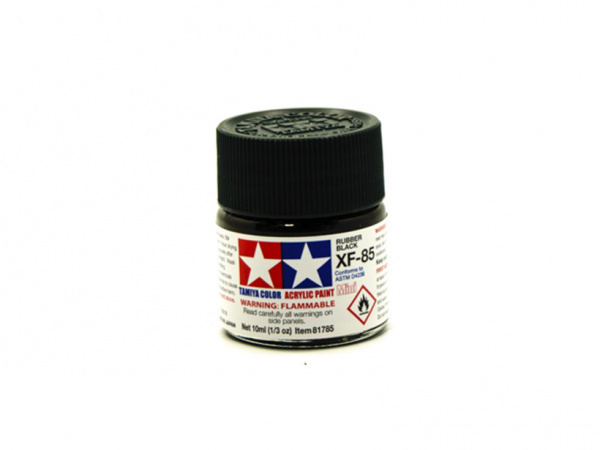 XF-85 Rubber Black flat, acrylic paint mini 10 ml. (Чёрная Резина матовый) Tamiya 81785