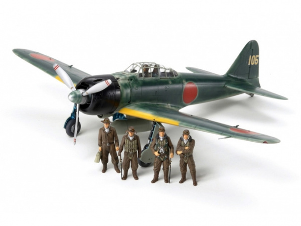 61108 Tamiya Японский истребитель Mitsubishi A6M3/3a (ZEKE), с четырьмя фигурами пилотов (1:48)
