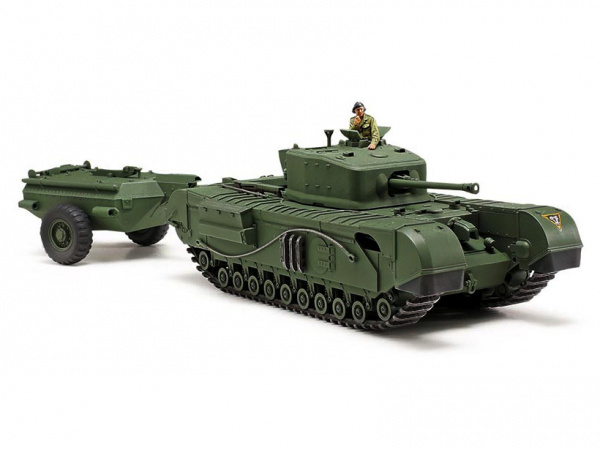 32594 Tamiya Английский танк Churchill MK.VII Crocodile, с фигурой командира (1:48)