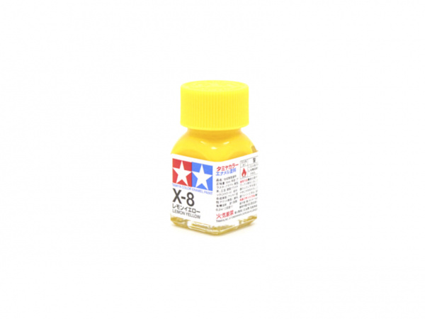 X-8 Lemon Yellow gloss, enamel paint 10 ml. (Лимонный жёлтый глянцевый) Tamiya 80008