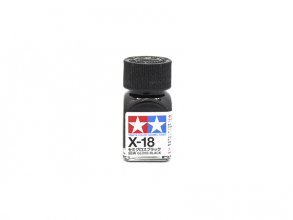 X-18 Semi-Gloss Black, enamel paint 10 ml. (Чёрный полуматовый) Tamiya 80018