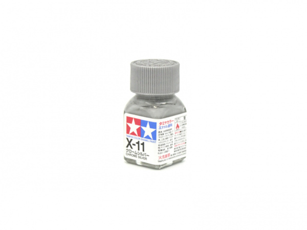 X-11 Chrome Silver metallic, enamel paint 10 ml. (Хром-Серебро, металлик) Tamiya 80011