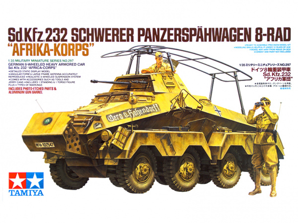 35297 Tamiya Немецкий четырехосный тяжелый бронетранспортер Sd.kfz.232, с двумя фигурами (1:35)