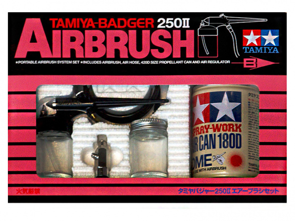 74404 Tamiya Аэрограф Badger 250 II с баллоном сжатого воздуха и переходником