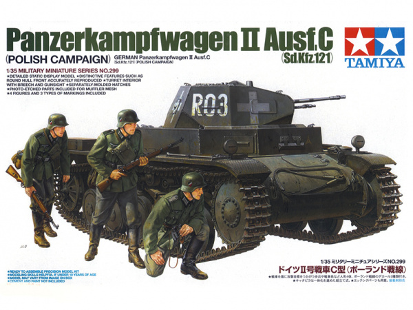 35299 Tamiya Немецкий лёгкий танк PzKw II  Ausf C, польская кампания с тремя фигурами (1:35)