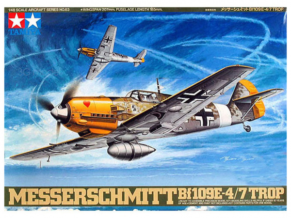 61063 Tamiya Немецкий истребитель Messerschmitt Bf109 E-4/7 Trop (1:48)