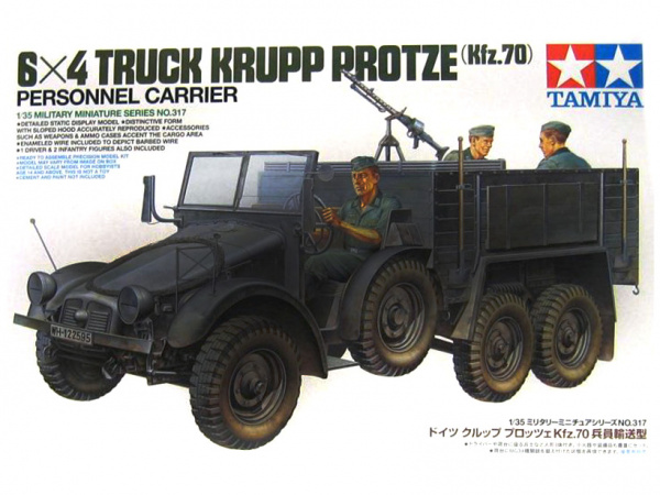 35317 Tamiya Немецкий армейский грузовик Krupp Protze (Kfz.70) с 3-мя фигурами (1:35)