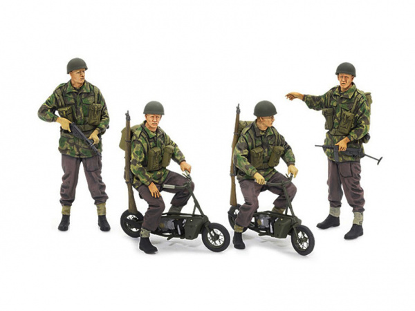 35337 Tamiya Английские парашютисты с двумя складными мотоциклами. Четыре фигуры. (1:35)