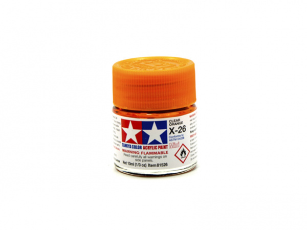 X-26 Clear Orange gloss, acrylic paint mini 10 ml. (Оранжевый Прозрачный глянцевый) Tamiya 81526