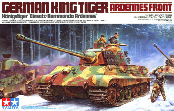 35252 Tamiya Немецкий тяжёлый танк King Tiger "Ardennes Front", мотоцикл и 3 фигуры (1:35)