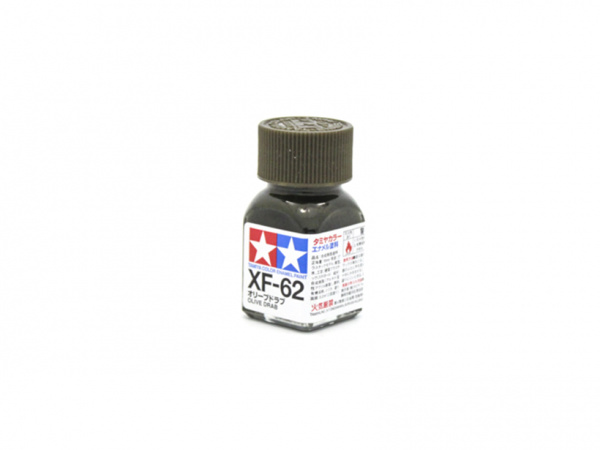 XF-62 Olive Drab flat, enamel paint 10 ml. (Оливковый Серо-Коричневый матовый) Tamiya 80362
