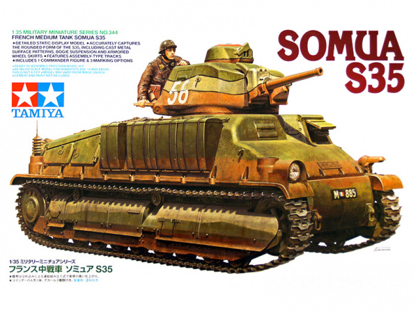 35344 Tamiya Французский средний танк SOMUA S35, с одной фигурой (1:35)