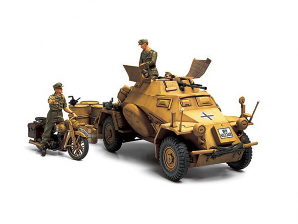 35286 Tamiya Немецкий БТР Sd.Kfz.222  (африканский корпус) и мотоцикл DKW NZ350 (1:35)