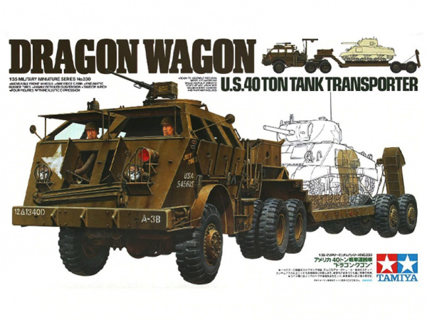 35230 Tamiya Американский танковый тягач Dragon Wagon с прицепом и 4-мя фигурами (1:35)
