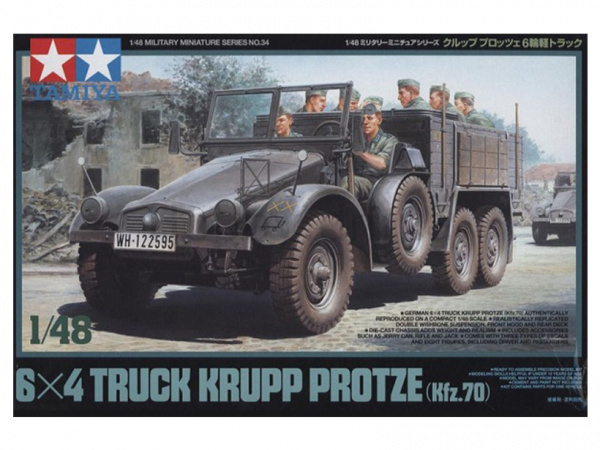 32534 Tamiya Машина 6х4 Krupp Protze (Kfz.70) с восьмью фигурами (1:48)