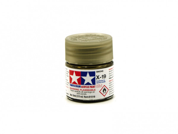 X-19 Smoke gloss, acrylic paint mini 10 ml. (Дымчатый прозрачный глянцевый) Tamiya 81519