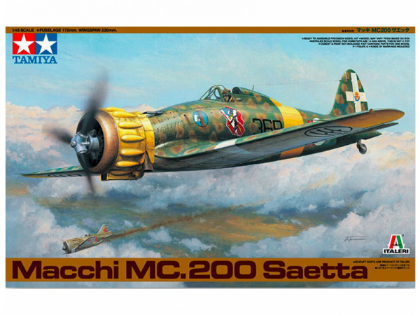 37007 Tamiya Итальянский истребитель Macchi MC.200 Saetta с фигурой пилота (1:48)
