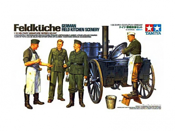 35247 Tamiya Немецкая полевая кухня с двумя поварами и двумя солдатами (1:35)