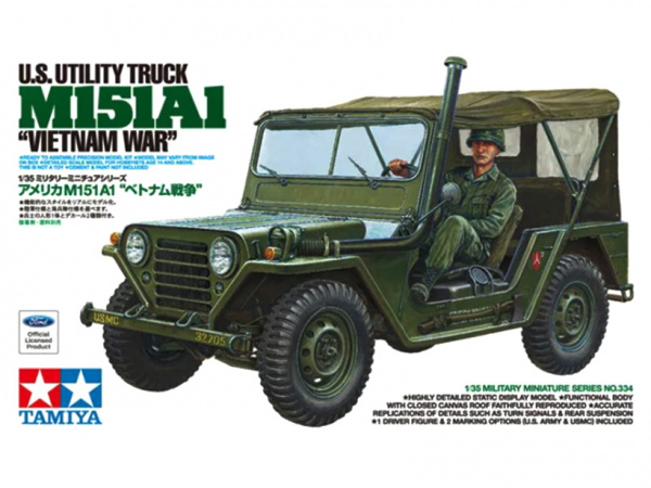 35334 Tamiya Американский автомобиль M151A1 (Вьетнамская война) с фигурой водителя (1:35)