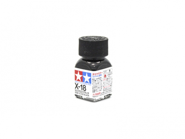X-18 Semi-Gloss Black, enamel paint 10 ml. (Чёрный полуматовый) Tamiya 80018