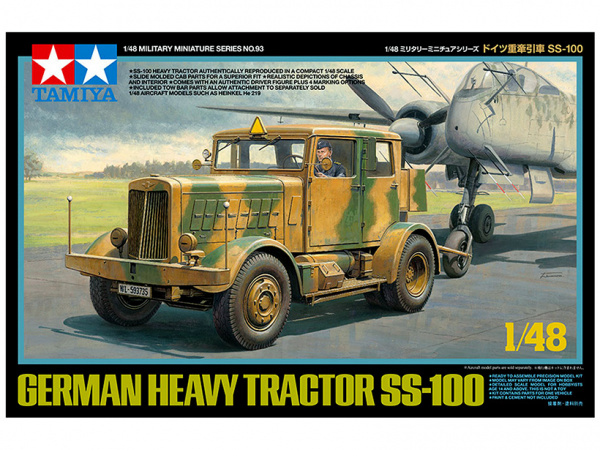 32593 Tamiya Немецкий тягач Heavy Tractor SS-100 с фигурой водителя (1:48)