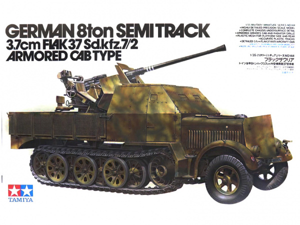 35144 Tamiya Немецкий полугусеничный восьмитонный тягач Sd.kfz.7/2, с 3.7 см. зенитной пушкой (1:35)